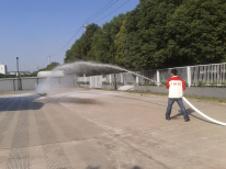 Operation drilling of outdoor hydrant spray